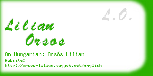 lilian orsos business card
